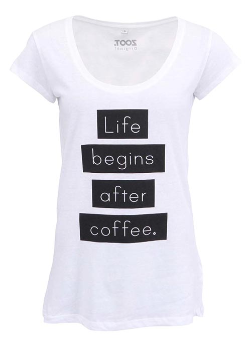 Bílé dámské tričko pro milovnice kávy