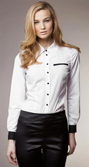 Bílá dámská luxusní košile Sara s dlouhým rukávem