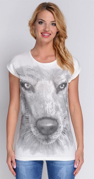 Módní dámské tričko s potiskem psa Avaro BL-1156
