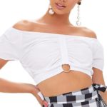 Nařasený O Ring Tie Crop Top