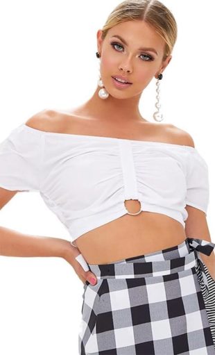 Nařasený O Ring Tie Crop Top