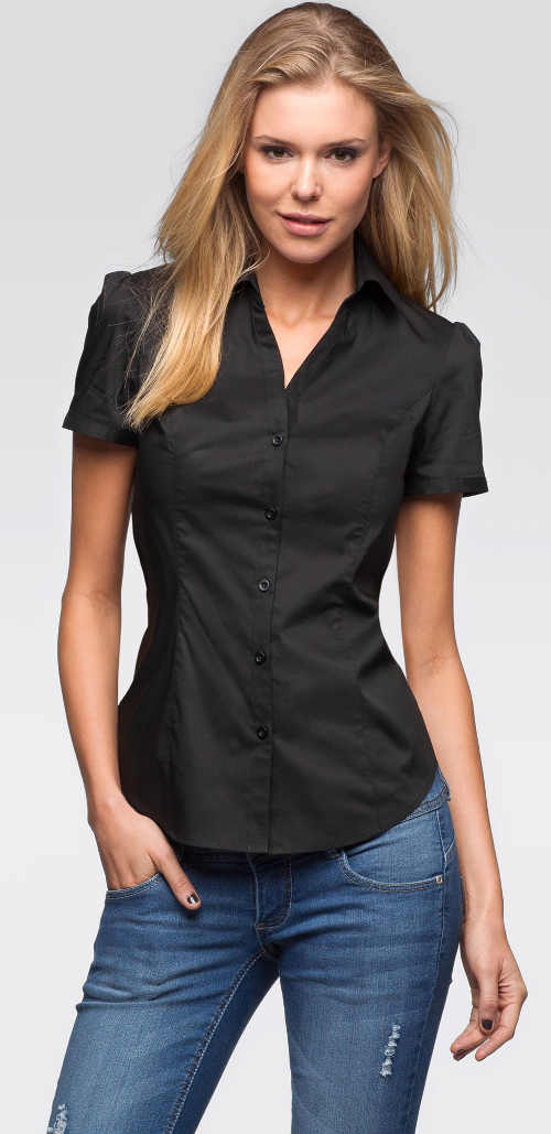 Černá dámská košile s krátkým rukávem