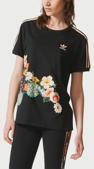 Černé květované dámské tričko Adidas