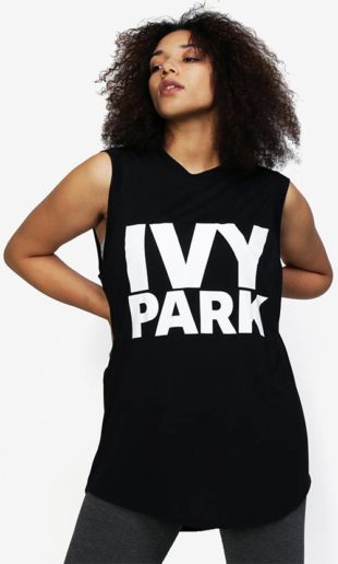 Černé oversize tílko s potiskem Ivy Park