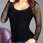 Černé tričko LivCo s dlouhými síťovanými rukávy