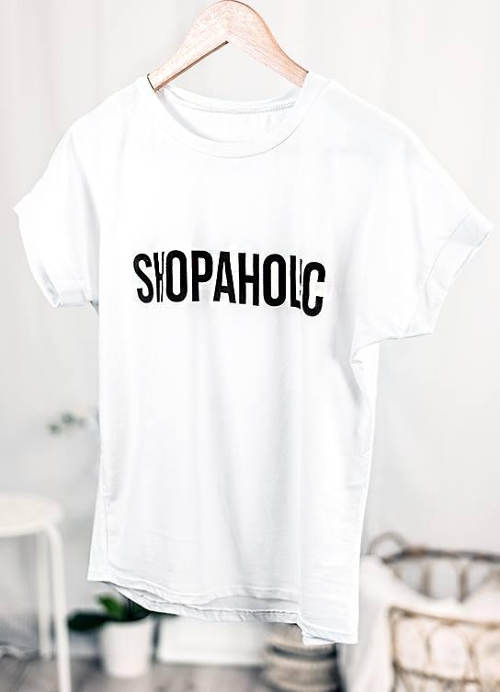 Dámské bílé tričko SHOPAHOLIC