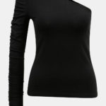 Černé dámské tričko s jedním dlouhým rukávem