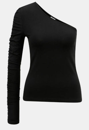 Černé dámské tričko s jedním dlouhým rukávem