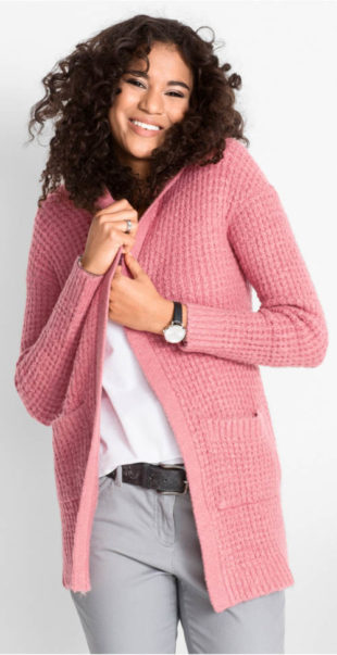 Pletený svetrový kabátek s kapucí
