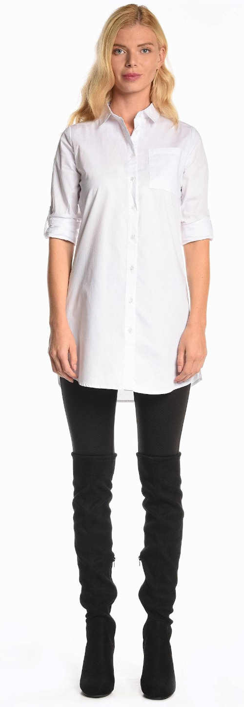 Zářivě bílá dámská košile s dlouhým rukávem