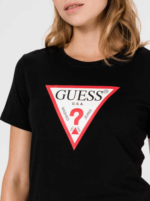dámské bavlněné černé tričko Guess