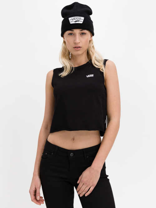 Moderní sexy crop top Vans z kvalitního materiálu v černém provedení