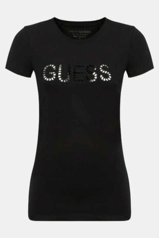 Dámské černé kvalitní moderní bavlněné tričko GUESS