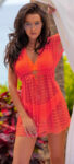 Oranžové průsvitné plážové šaty Harper s vázačkou pod prsy
