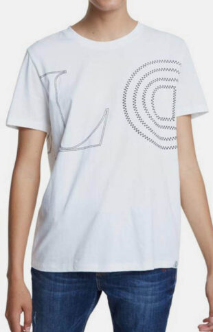 Bílé dámské tričko Desigual TS Paris s krátkým rukávem